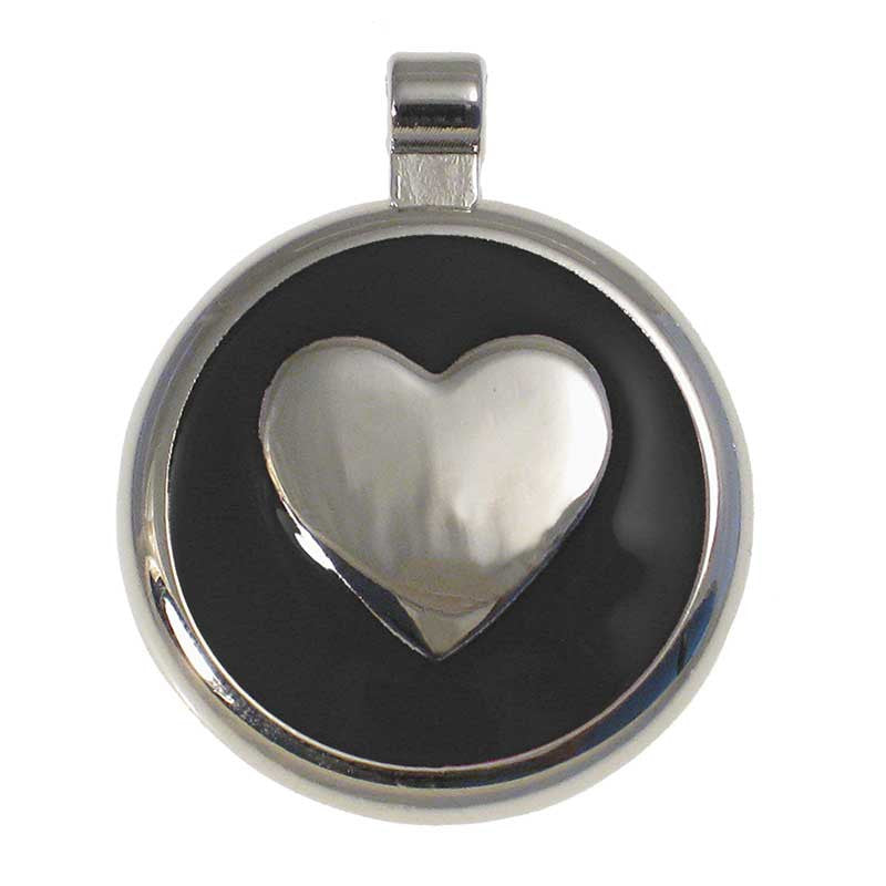 LuckyPet round-heart jewelry pet ID tag in black