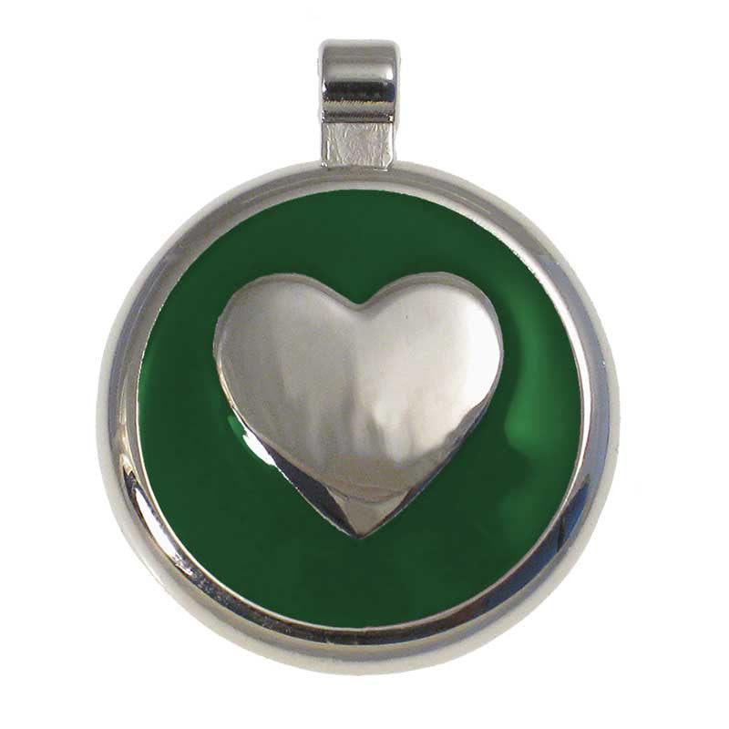 LuckyPet round-heart jewelry pet ID tag in green