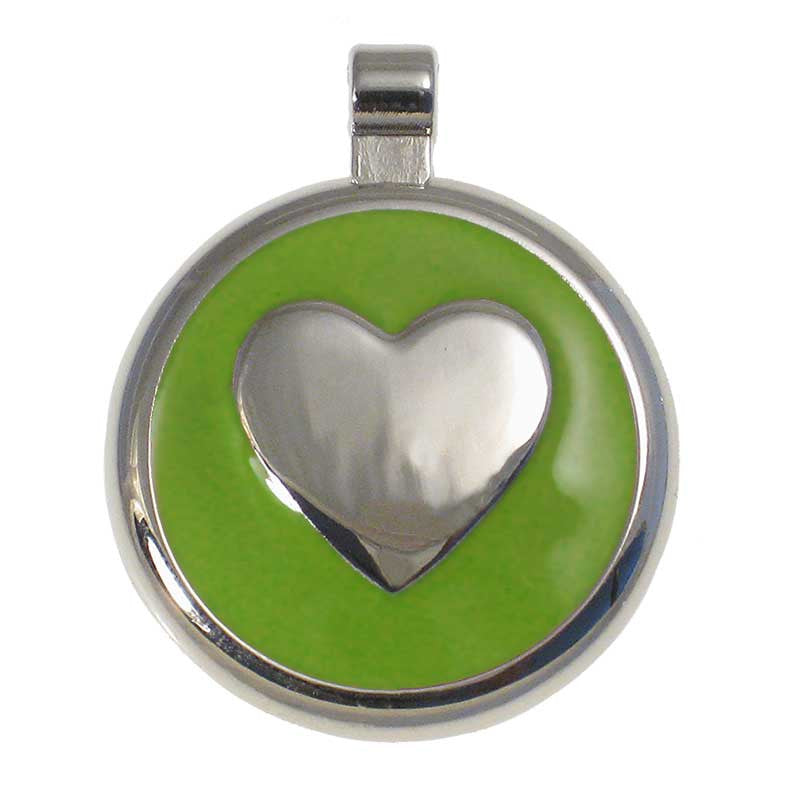 LuckyPet round-heart jewelry pet ID tag in lime
