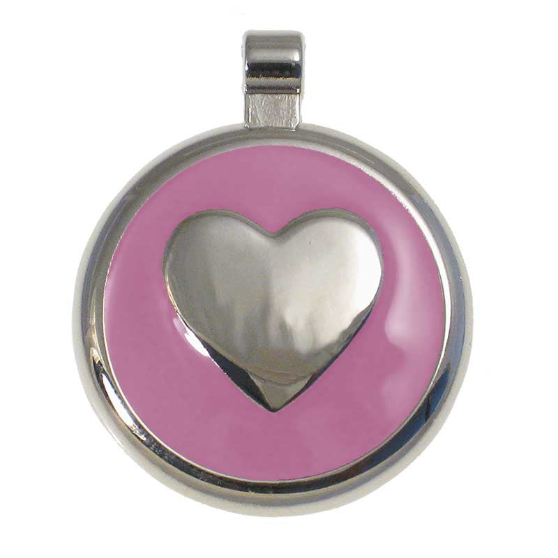 LuckyPet round-heart jewelry pet ID tag in pink