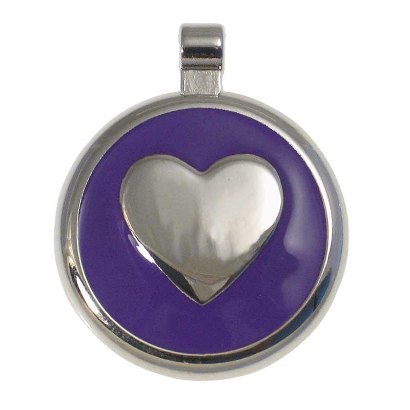 LuckyPet round-heart jewelry pet ID tag in purple