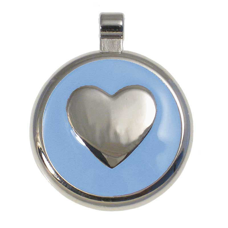 LuckyPet round-heart jewelry pet ID tag in sky blue