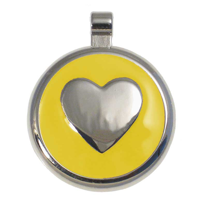LuckyPet round-heart jewelry pet ID tag in yellow