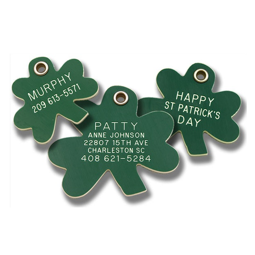 Shamrock pet ID tag detail