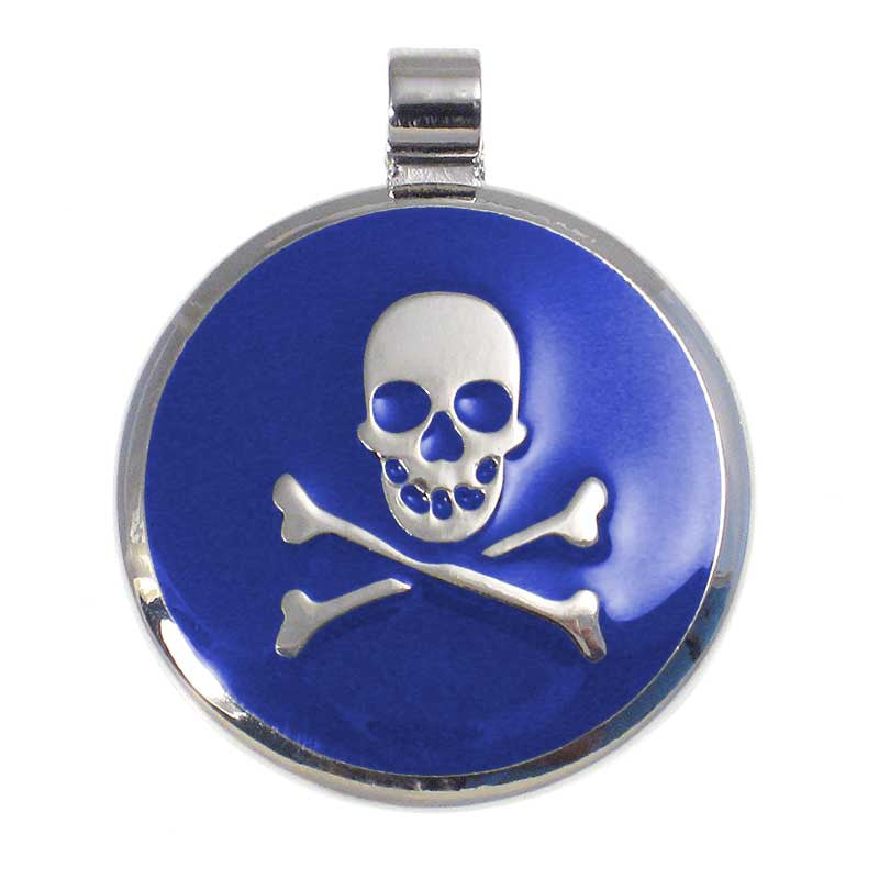LuckyPet skull jewelry pet ID tag in blue