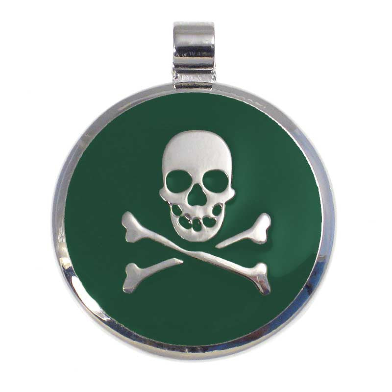 LuckyPet skull jewelry pet ID tag in green