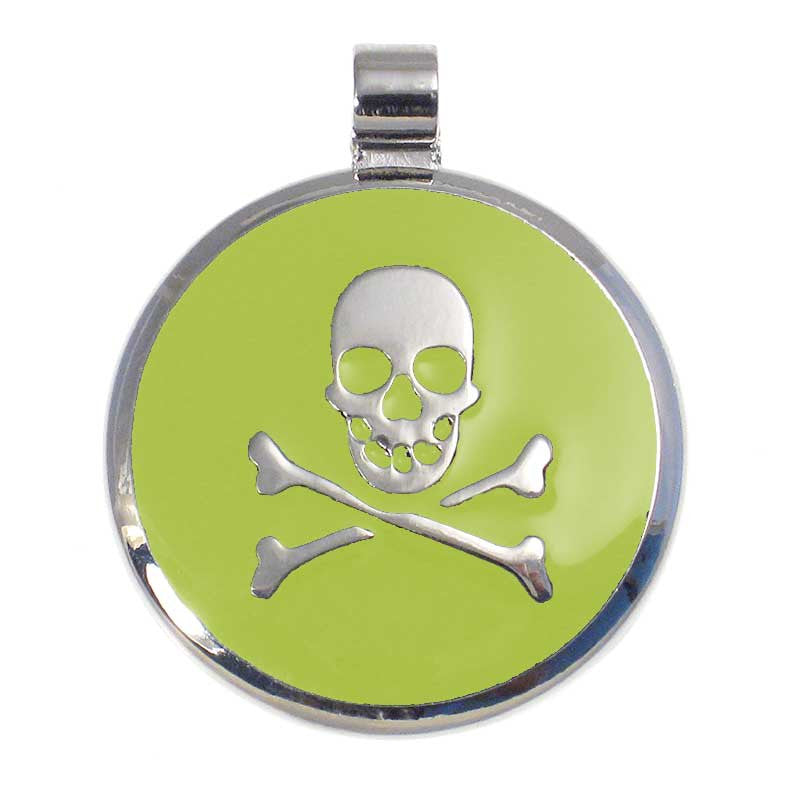 LuckyPet skull jewelry pet ID tag in lime