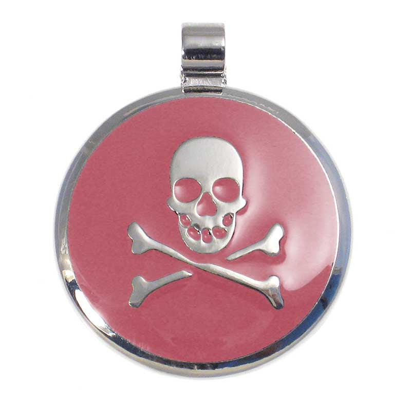 LuckyPet skull jewelry pet ID tag in pink
