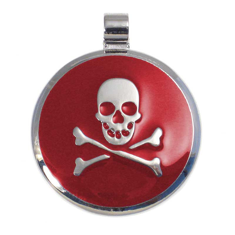 LuckyPet skull jewelry pet ID tag in red