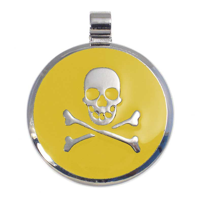 LuckyPet skull jewelry pet ID tag in yellow