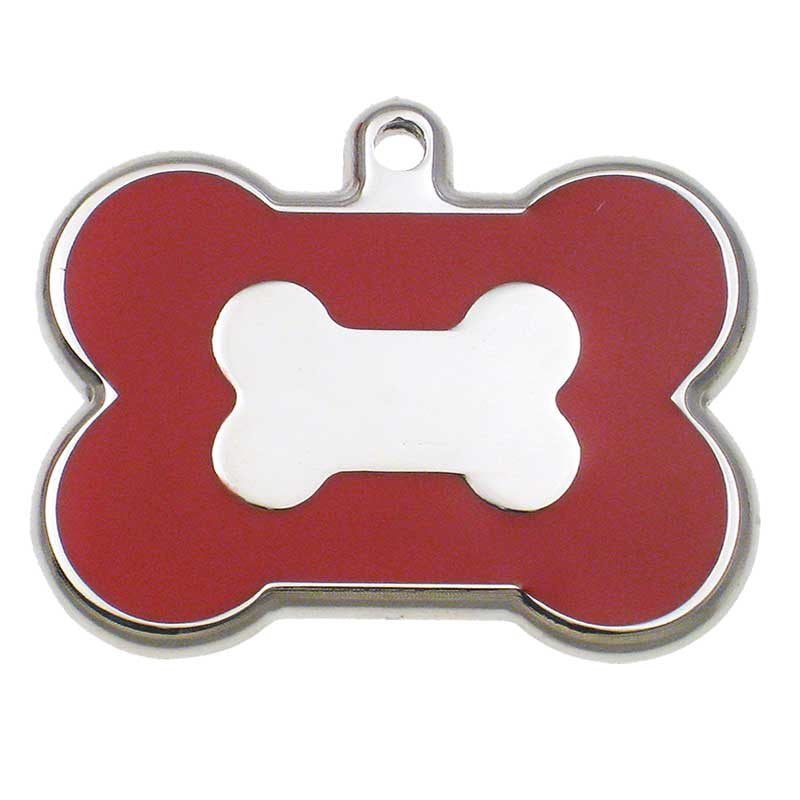 Stainless Bone Shaped Jewelry Tag - red