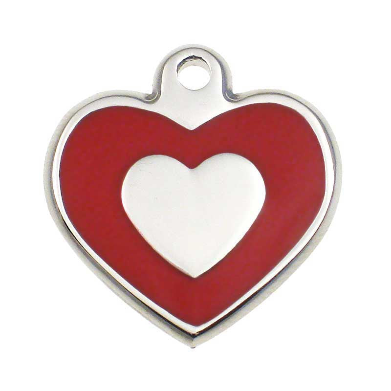 Stainless Heart Shaped Jewelry Tag - red